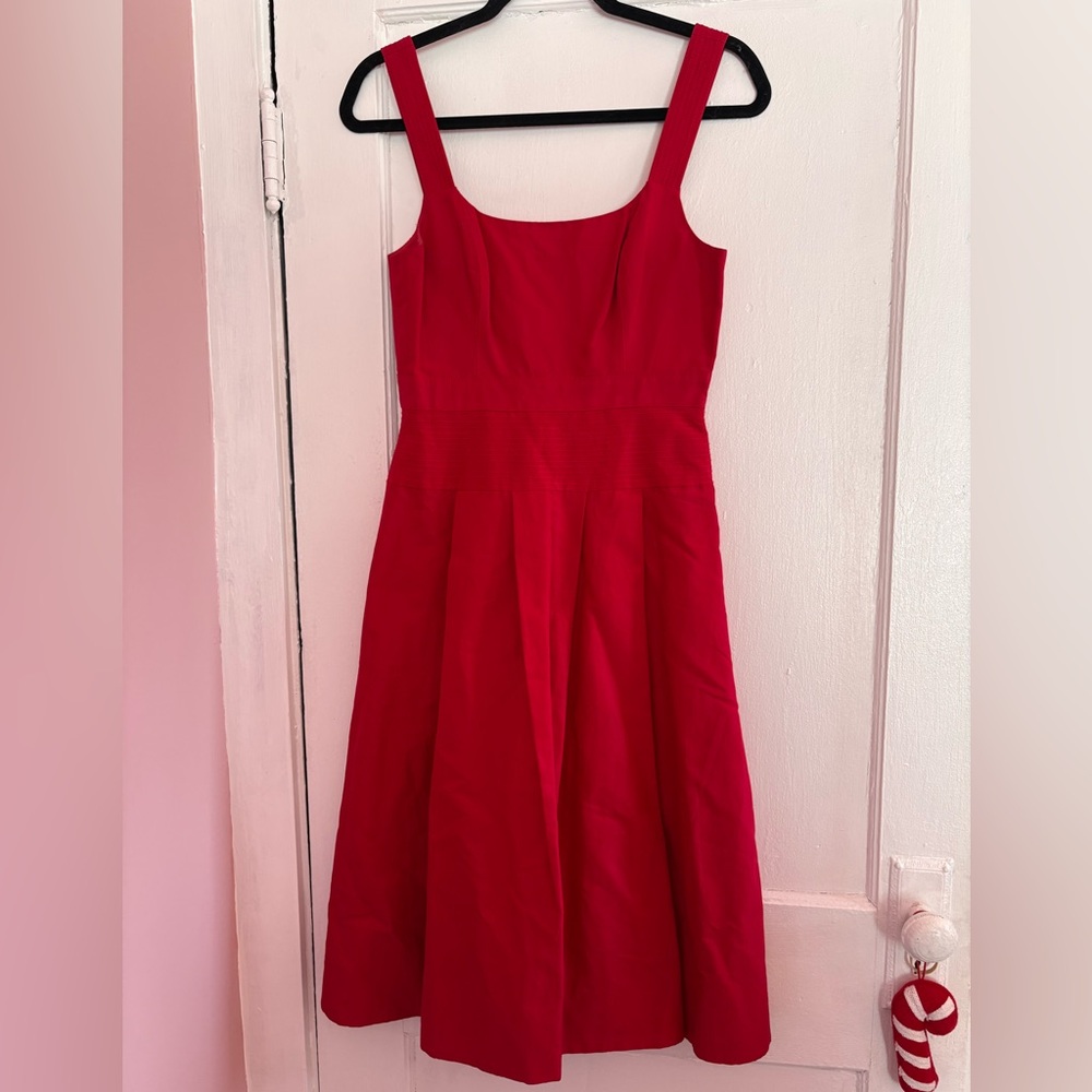 J.Crew Red Cotton Silk Fit & Flare Dress Zip Back Sleeveless Size 0
